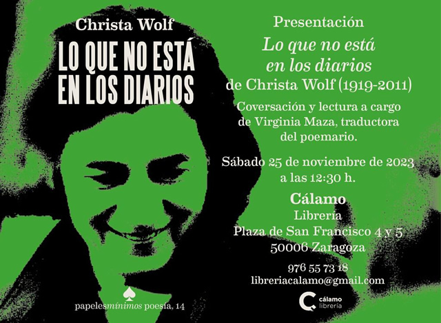 Presentación del libro de Christa Wolf, 'Lo que no está en los diarios', a cargo de Virginia Maza.